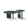 Diamond Green Natural Marble Coffee Table Set, Minimalist Living Room Centerpiece, Genuine Real Marble with Metal Base, 70cm & 45cm Diameter