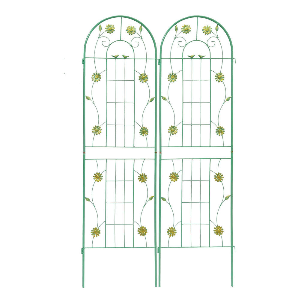 2 Pack Metal Garden Trellis 71' x 19.7' Rustproof Trellis for Climbing Plants Outdoor Flower Support Green