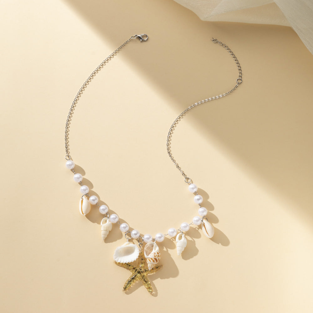 Pearl Conch Starfish Necklace Fashion Shell Clavicle Chain