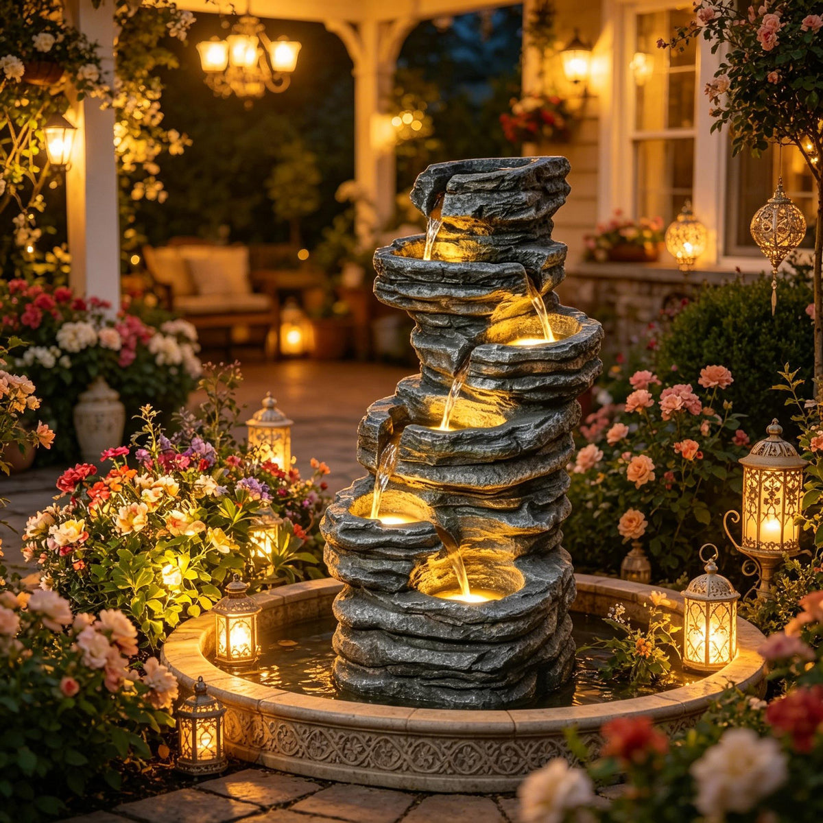 Cascading Waterfall Design Waterfall Fountain,Outdoor Waterfall Fountain,Tall Waterfall Fountain