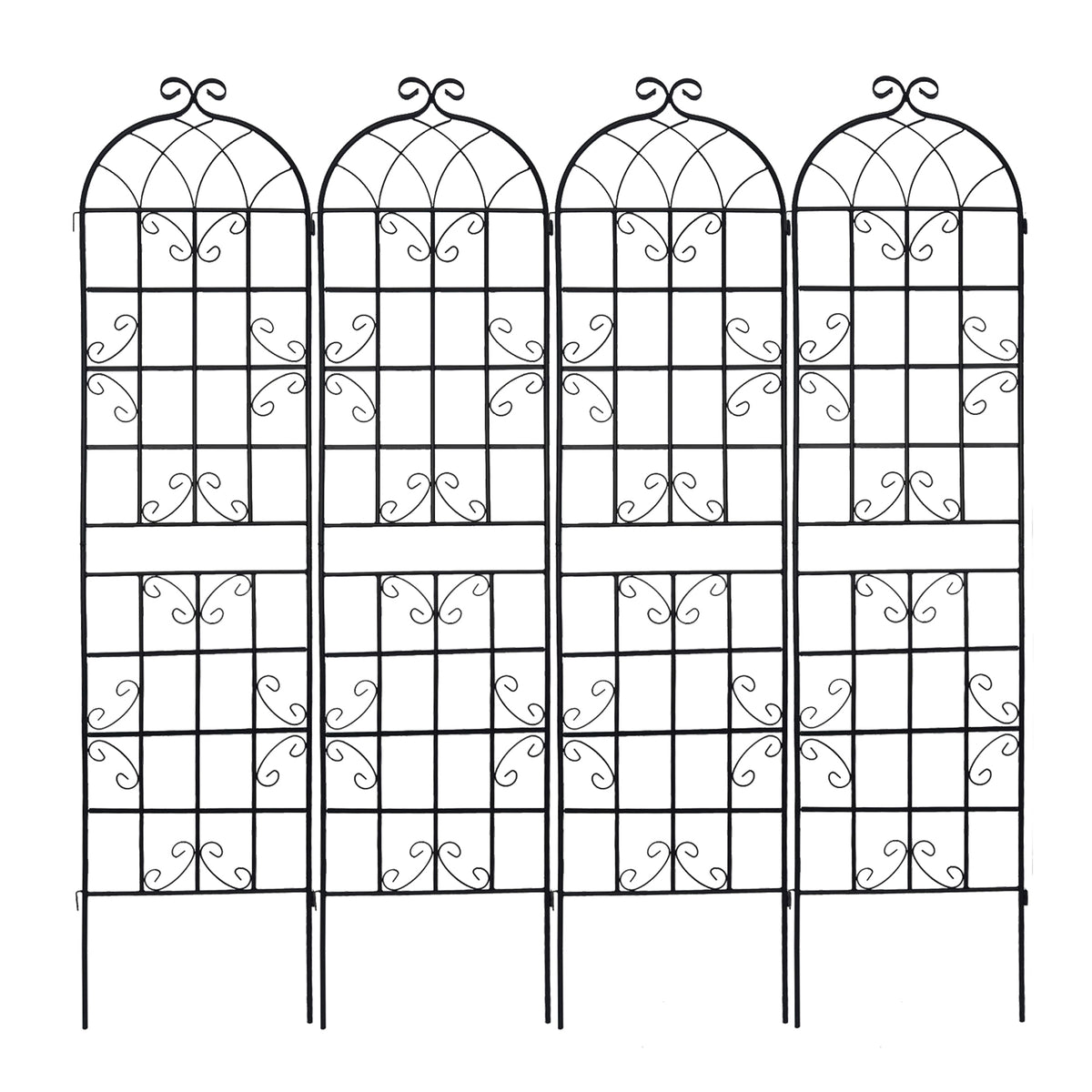 Metal Garden Trellis 4 Pack Rustproof Climbing Plant Support Black 86.7'' x 19.7''