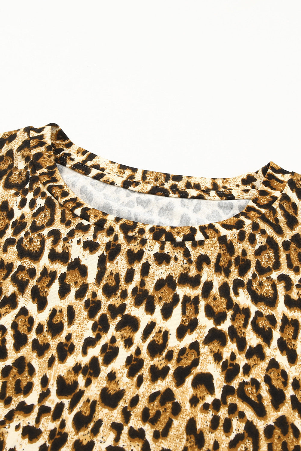 Casual Short Sleeve A-Line Crewneck Leopard Print Dress - Eloy Royal