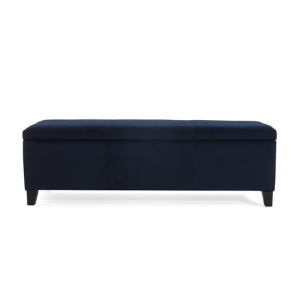 Indoor Dark Blue Storage Ottoman Bench - 51.25''L Upholstered Entryway Bench with Hidden Storage, 300lbs Weight Capacity for Living Room, Bedroom & Hallway