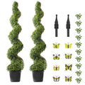 2 Pack 5' Artificial Boxwood Topiary Tree Faux Plant UV Decor In/Outdoor
