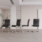 Modern Dining Chairs,PU Faux Leather High Back Upholstered Side Chair with C-shaped Tube plating Metal Legs for Dining Room Kitchen Vanity Patio Club Guest Office Chair (Set of 4) (Black+PU Leather) - Eloy Royal