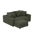 102.4 'Plush Corduroy 4-Seat Sofa,Modern Comfy Upholstered Sofa Cloud Couch,Deep Seat Couches with Soft Pillows and Movable Ottoman,Convertible Sofa Lounge Chair,for Living Room,Apartment,Office,Green - Eloy Royal