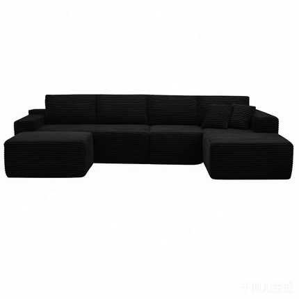 134' Modern Minimalist Modular Sectional Couch, Comfort L Shaped 4-Seat Lounge Sofa with Ottoman, Right Hand Facing