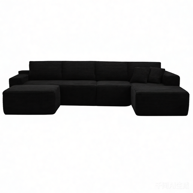 134' Modern Minimalist Modular Sectional Couch, Comfort L Shaped 4-Seat Lounge Sofa with Ottoman, Right Hand Facing