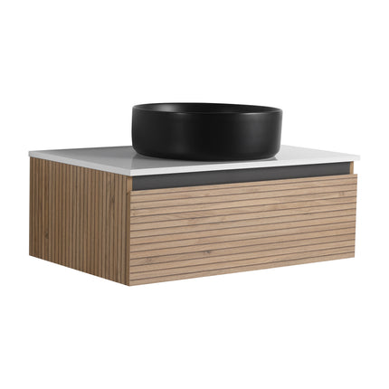 30 in in Wall-Mounted Bathroom Vanity with Black Art Ceramic Sink &