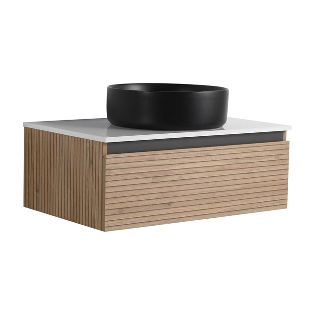 30 in in Wall-Mounted Bathroom Vanity with Black Art Ceramic Sink &
