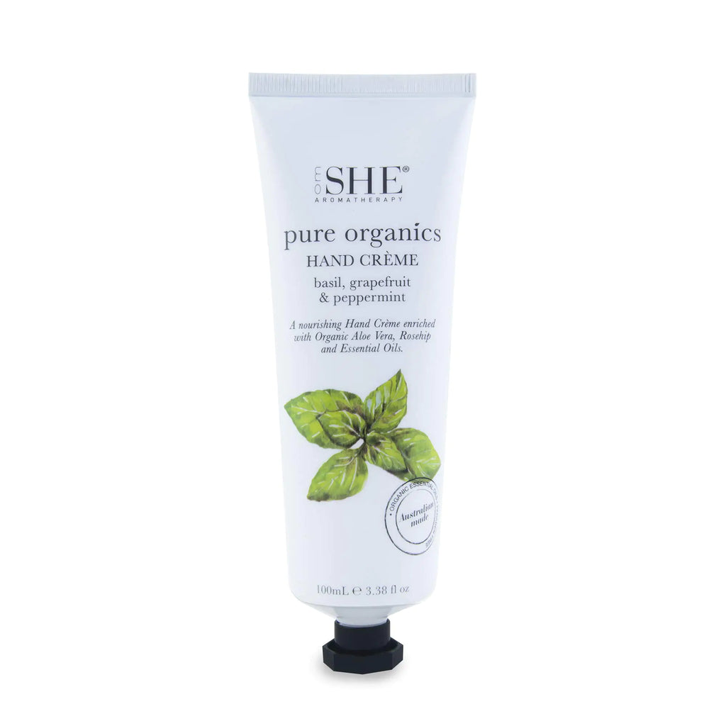 Om She Aromatherapy Pure Organics Hand Creme - Basil Grapefruit & Peppermint Basil, Grapefruit & Peppermint