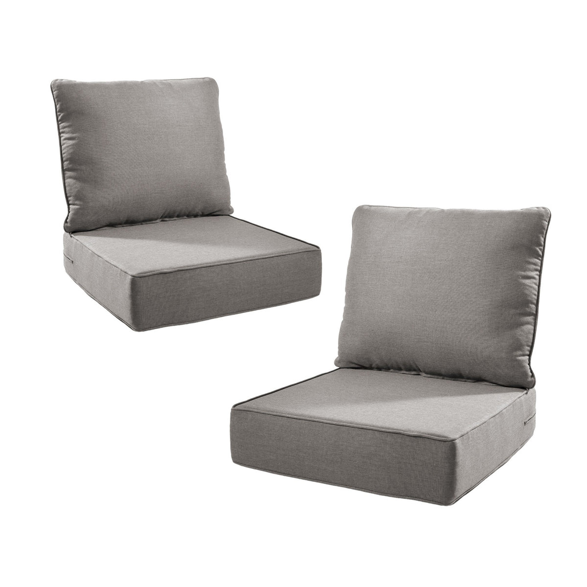 6' Thicker Outdoor Chair Cushion 2 Sets-24'x22'x6' Waterproof Patio Furniture Cushions with Removable Cover 28D High Density Sponge Filling Thicken Outdoor Patio Cushions-Gray