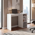 Computer Desk with 3 Shelves and 1 Basket - White