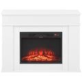 43 inch Freestanding Fireplaces, 1500W 5120BTU Fake Electric Fireplace Stove Heater with Mantel, Overheating Protection, Adjustable Flames,Timer, Remote, for Living Room,Bedroom,White