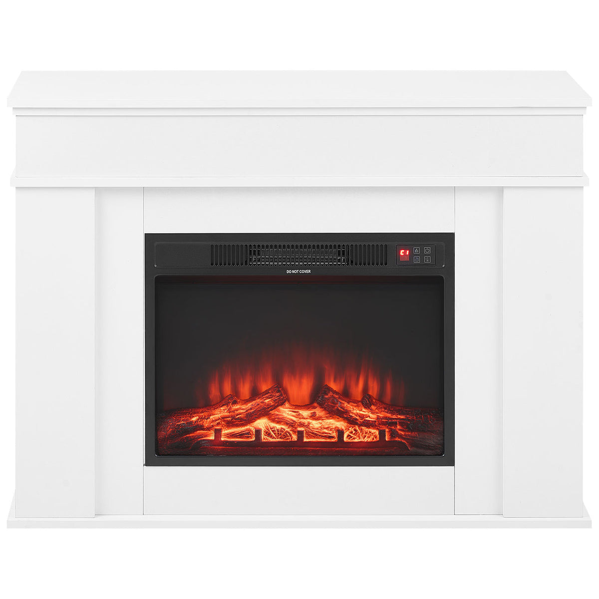 43 inch Freestanding Fireplaces, 1500W 5120BTU Fake Electric Fireplace Stove Heater with Mantel, Overheating Protection, Adjustable Flames,Timer, Remote, for Living Room,Bedroom,White