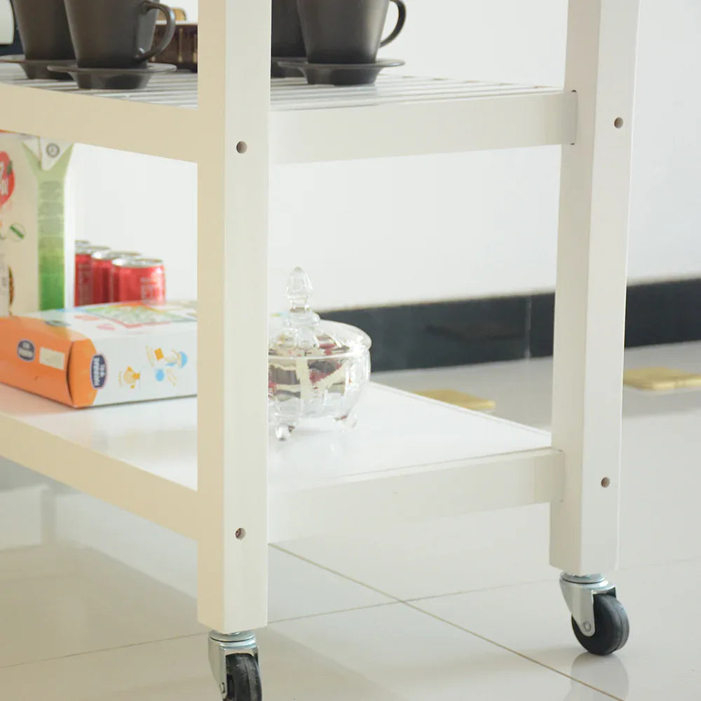 Kitchen Island & Kitchen Cart, Rubber Wood Top, Mobile Kitchen Island with Two Lockable Wheels, Simple Design for Easy Storing and Fetching, Two Drawers Give Unique Storage for Special Utensil. - Eloy Royal