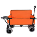 Orange 3-in-1 Folding Wagon with Bench Seat & Rear-Mounted Tabletop – 500lbs Capacity, 9x4 Inch Beach Tires, Carbon Steel Frame