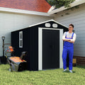 Campcraft 8x6 FT Outdoor Storage Shed, Metal Tool shed & Outdoor Storage with Lockable Doors & Air Vents, for Backyard Garden Patio, Dark Gray