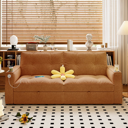 W3820S00012
2-in-1 Multi-Functional Sofa Bed (for Sitting & Sleeping), made of modern corduroy fabric, suitable for living rooms, bedrooms, apartments and small spaces