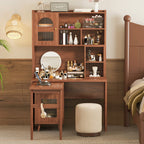 Computer Desk with 90 Degree Rotating Desktop, 43x70 Inch Office Desk with Storage Drawer and Cabinets, Gaming Desk with Shelves, Writing Desk for Study, Work Desk for Home (Old SKU:N733P279101D) - Eloy Royal