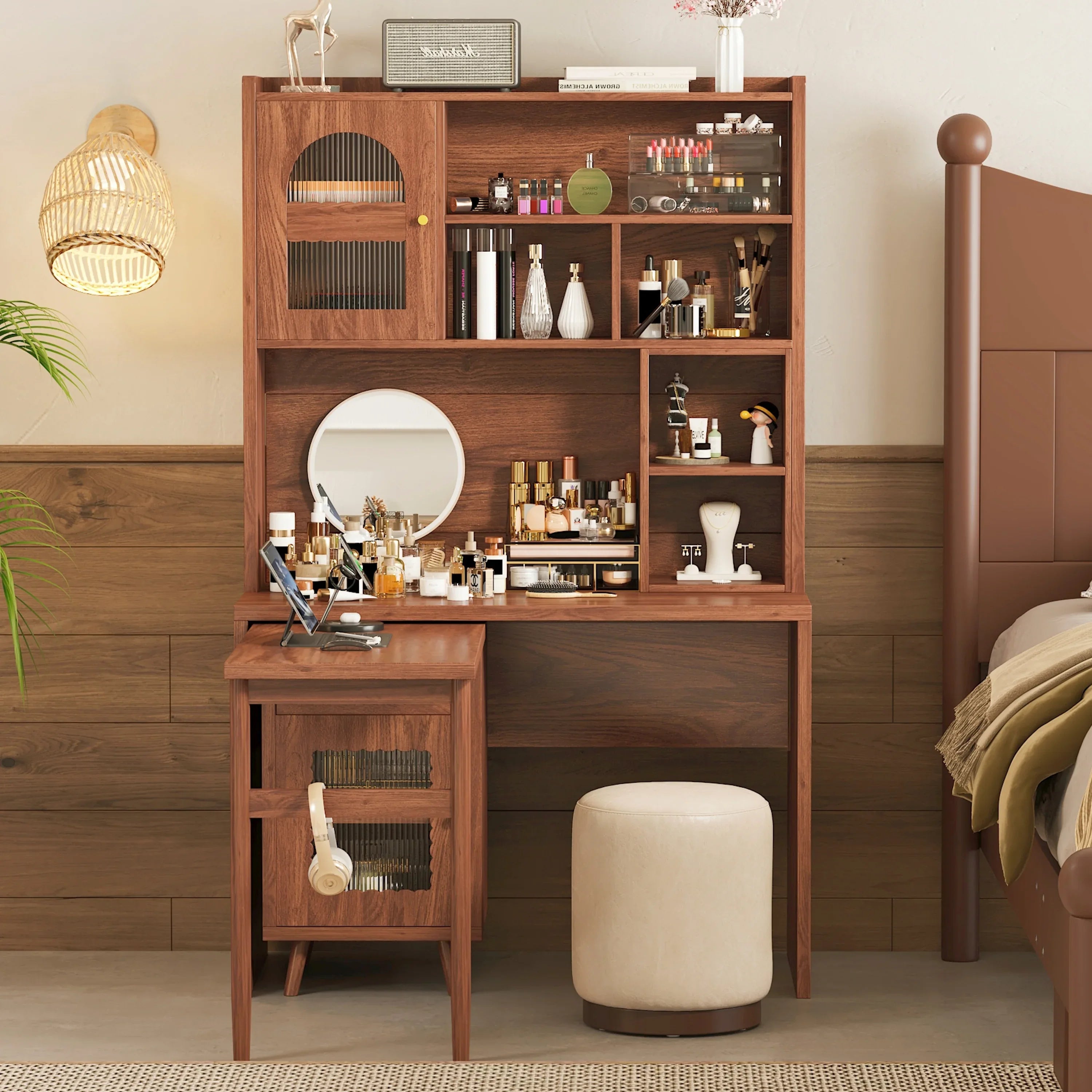 Computer Desk with 90 Degree Rotating Desktop, 43x70 Inch Office Desk with Storage Drawer and Cabinets, Gaming Desk with Shelves, Writing Desk for Study, Work Desk for Home (Old SKU:N733P279101D) - Eloy Royal