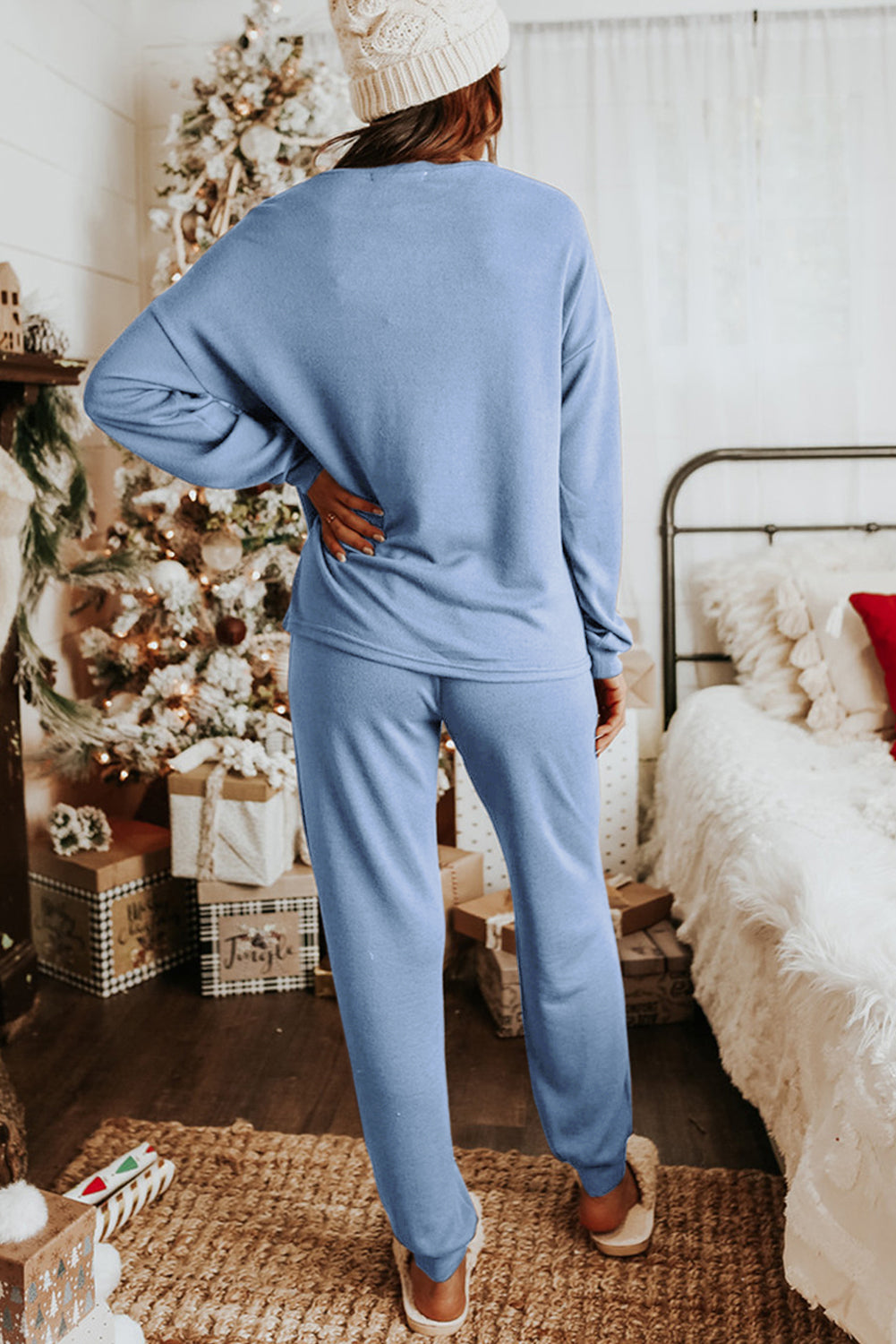 Khaki Long Sleeve Pullover & Jogger Pants Loungewear Set