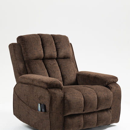 Oversized Lay Flat Recliner with Heat & Massage, Extended Footrest and Side Storage Cup Holder, USB Type C Charging for Adults Seniors