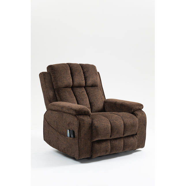 Oversized Lay Flat Recliner with Heat & Massage, Extended Footrest and Side Storage Cup Holder, USB Type C Charging for Adults Seniors