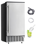 Undercounter Built-in Ice Maker, 80 Lbs/Day Under Counter Ice Maker Machine with Reversible Door Stainless Steel, Freestanding Ice Maker for Commercial Home Kitchen, Electric Drainage