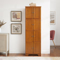 72.4' Tall Storage Cabinet Tall Storage Cabinet with 8 Doors and 4 Shelves ,Bookshelf Living Room, Kitchen, Dining Room, Office  Freestanding Storage Cabinet,OAK