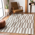 Step Collection High-Low Striped Beige/Cream Indoor Area Rug, 9'x12', Modern, Contemporary, Non-Shedding & Easy to Clean, Ideal for Living Room, Bedroom, Dining Space, 144*108 inch