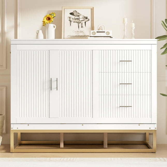 Murphy queen bed with Wooden doors design, fake drawers, metal legs, White(OLD SKU:N820S00028K)
