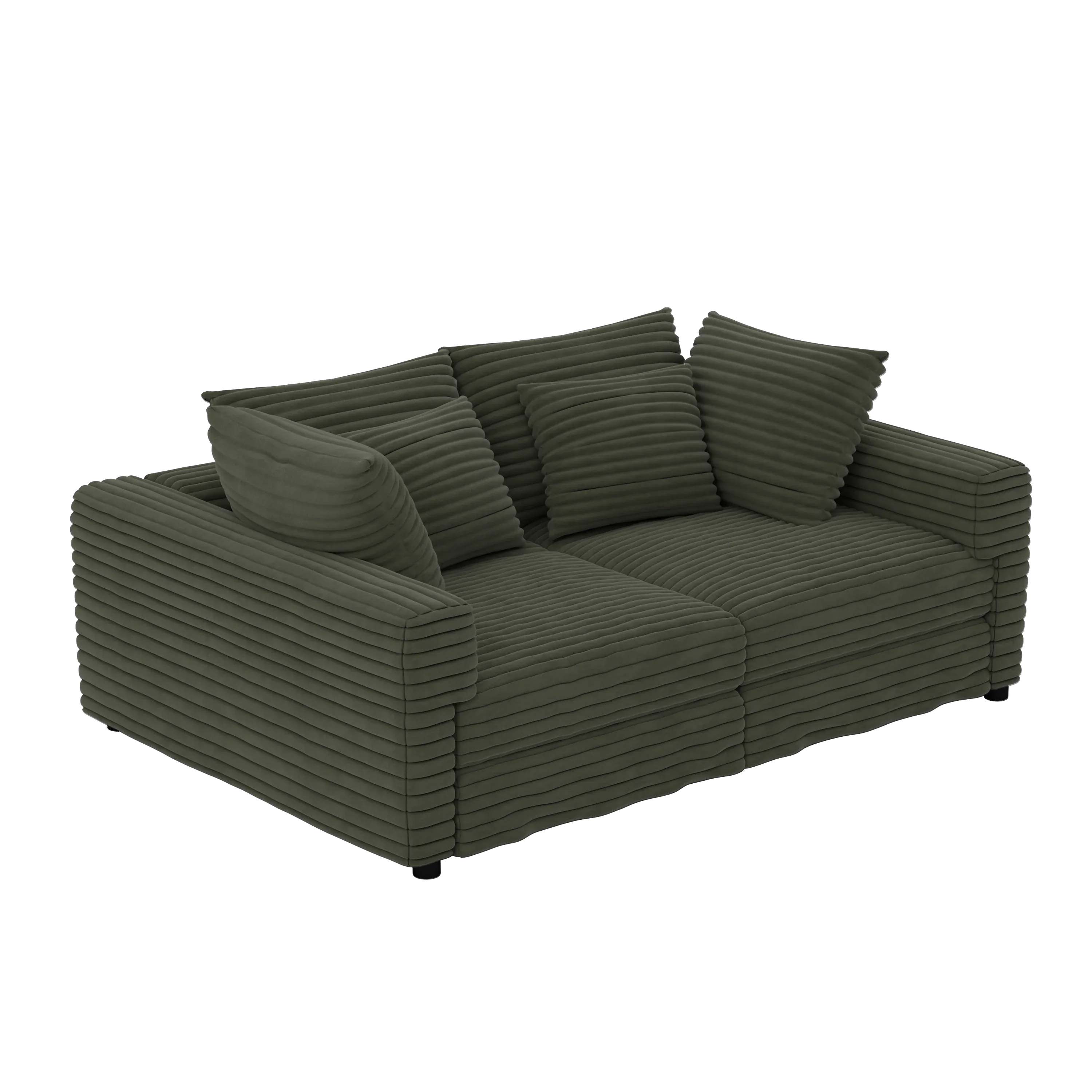 102.4 'Plush Corduroy 4-Seat Sofa,Modern Comfy Upholstered Sofa Cloud Couch,Deep Seat Couches with Soft Pillows and 2 Ottomans,Convertible Sofa Lounge Chair, Green - Eloy Royal