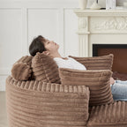 55'L Corduroy Sponge single sofa,No Assembly Required,Fluffy Modern Sleeper Chair for Living room, Bedroom, Lounge and Projection Room(Not a swivel chair.) - Eloy Royal