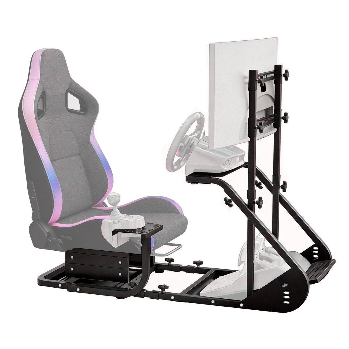 Enhanced and stable racing wheel cockpit, compatible with Fanatec, PXN, Thrustmaster, and Logitech adjustable driving simulators, excluding handbrake, pedals, and monitor