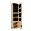 360° Rotating Makeup Cabinet in Walnut with Full-Length Mirror, Jewelry Storage, Coat Rack, 4 Open Shelves & 2 Built-In Shelves