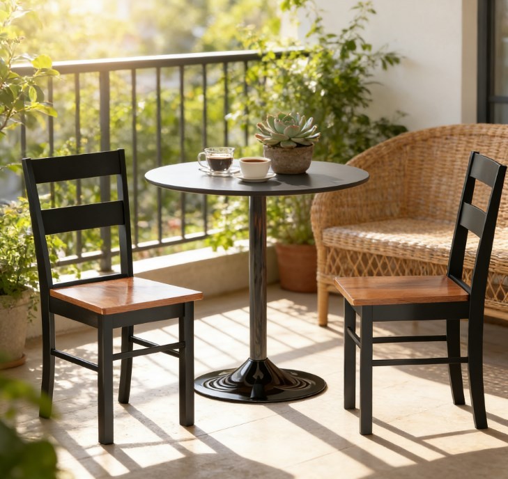 Set of 2 Wood Kitchen Table Chairs with Open Back,Dining Table Chairs