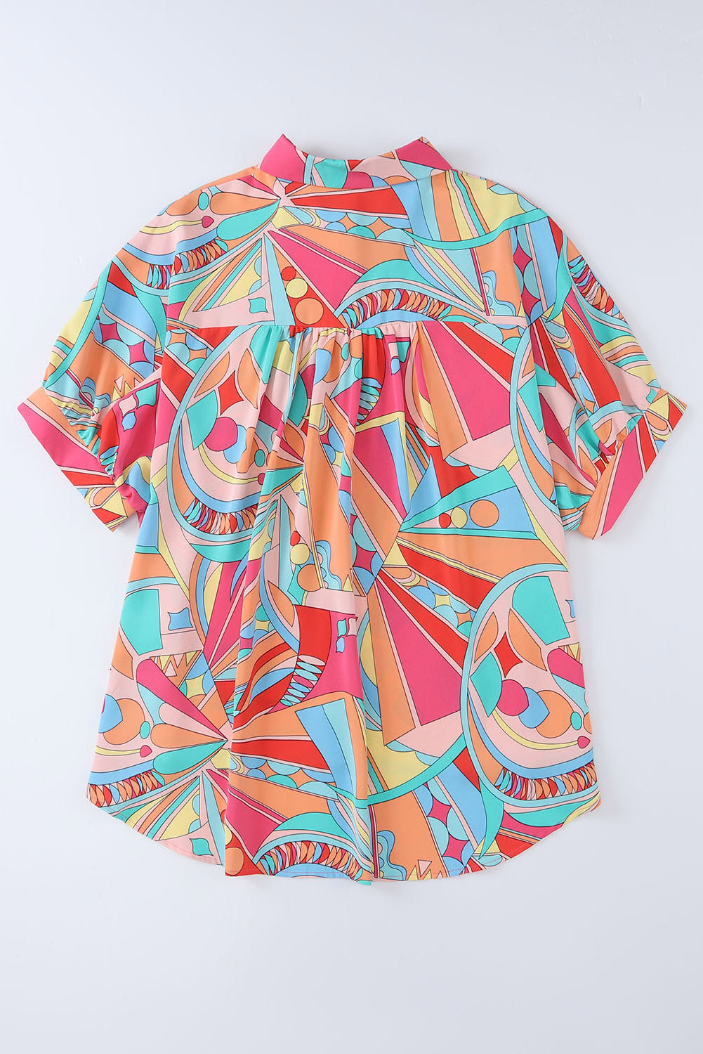 Multicolor Abstract Print Half Batwing Sleeve Loose Shirt - Eloy Royal