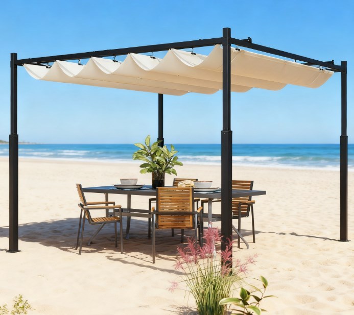 Easy to Setup Outdoor Pergola,Retractable Pergola Canopy with Magnetic Fixture