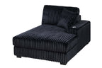 Black Corduroy Contemporary Style 1pc RAF Chaise w Cup Holder Only Modular Piece Texture Upholstered Living Room Furniture