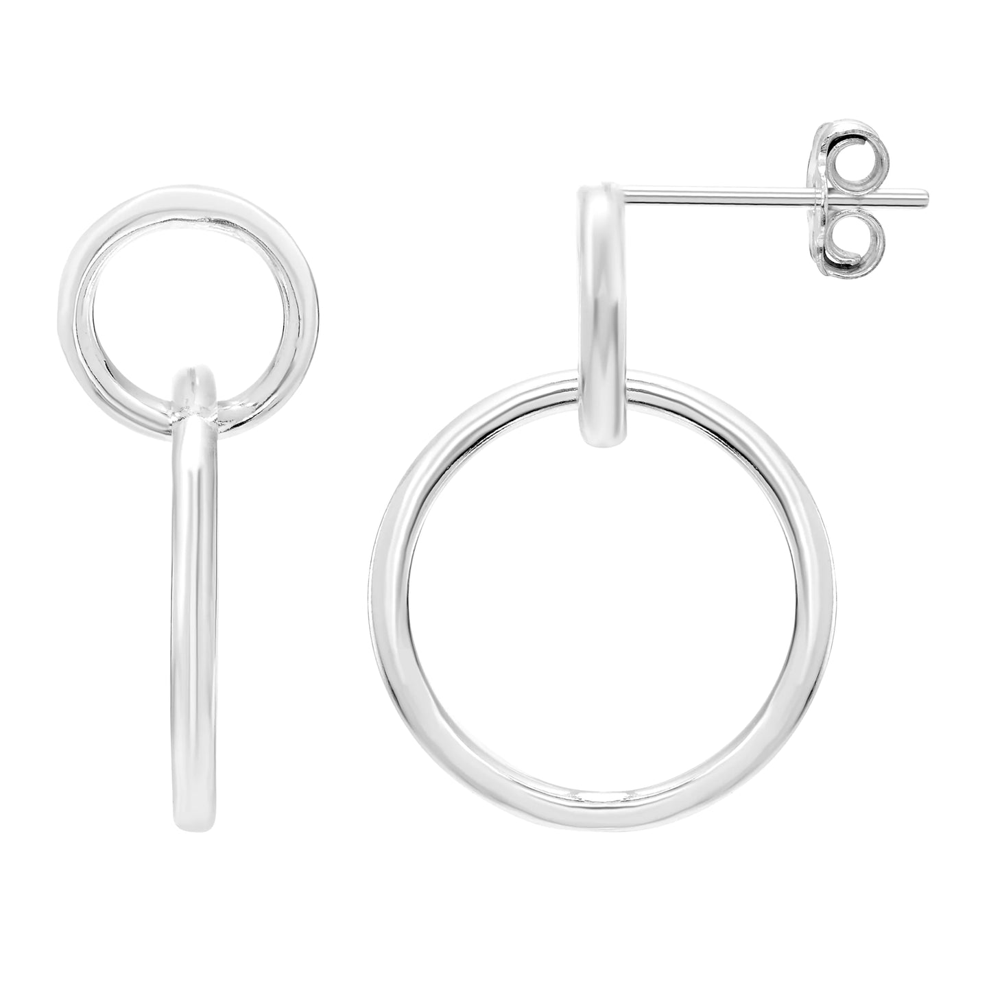 Sterling Silver Double Circle Hoop Earrings - Eloy Royal