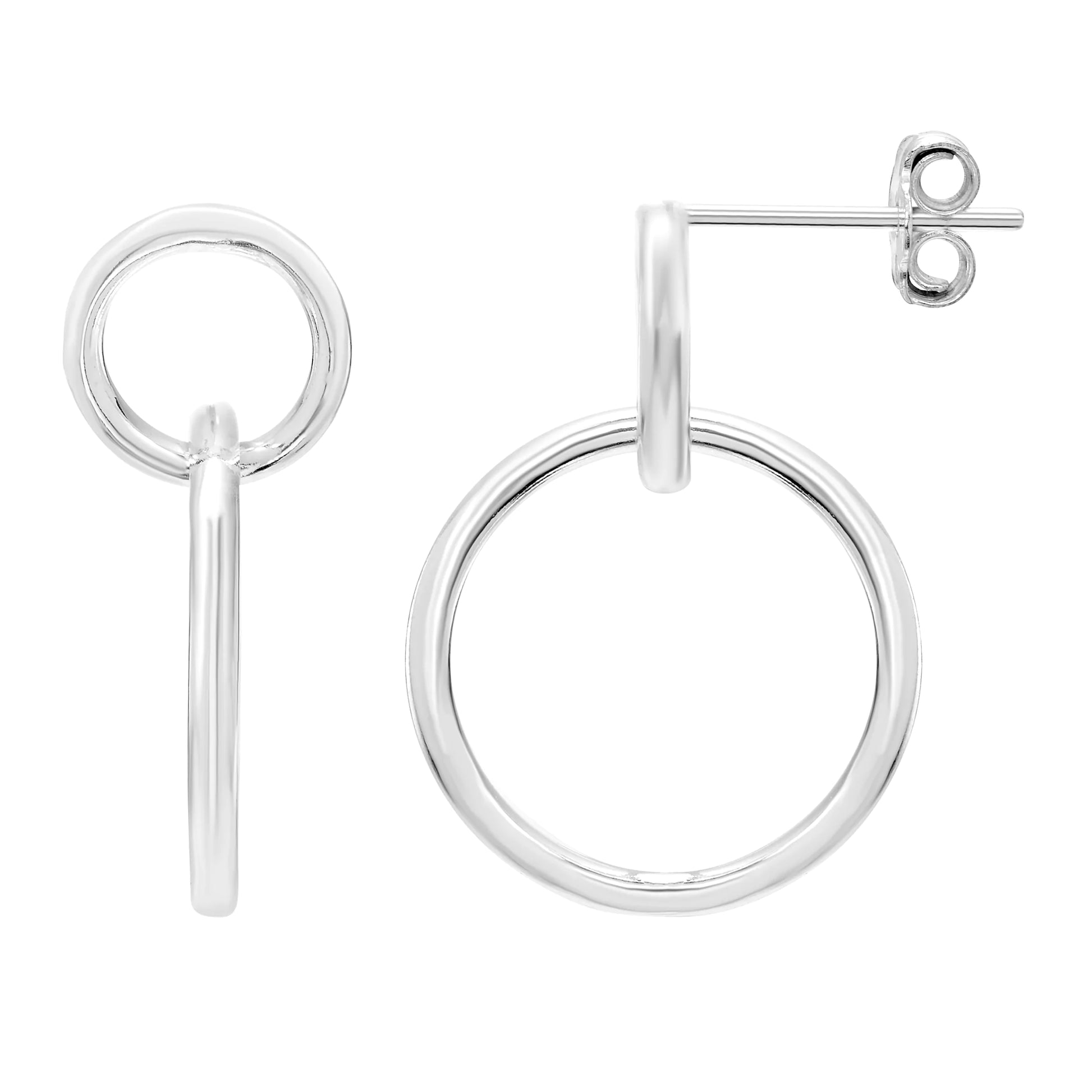 Sterling Silver Double Circle Hoop Earrings - Eloy Royal