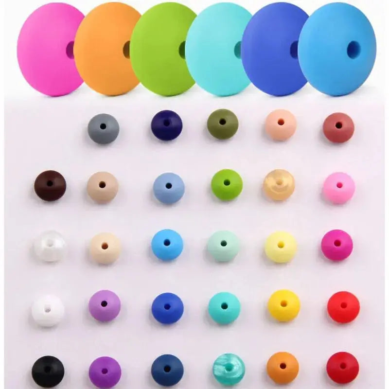 100pcs Teething Silicone Beads Lentil Abacus 12*7mm Bpa Free Tooth Diy Teether Necklace Bead Jewelry Baby Toys Baby Care - Eloy Royal