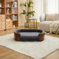Scandinavian style Elevated Dog Bed Pet Sofa With Solid Wood legs and Walnut Bent Wood Back, Velvet,Large Size