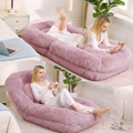 [NEW ARRIVED] [VIDEO PROVIDED] Human Dog Bed,Lazy Sofa,5-Position Adjustable Convertible,Floor Gaming Chair,bedroom, living room,Suitable for gaming, meditation,relaxation,Plush Fabric,Pink