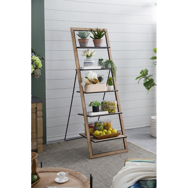 24.8x26.4x72.4' Rustic Wood Ladder Shelf