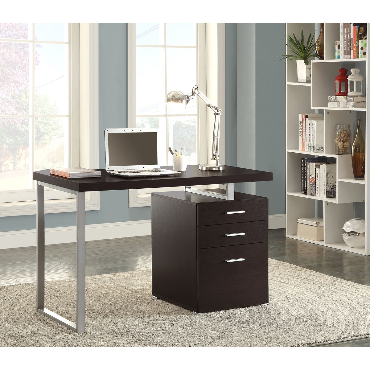 Cappuccino 3-drawer Reversible Office Desk