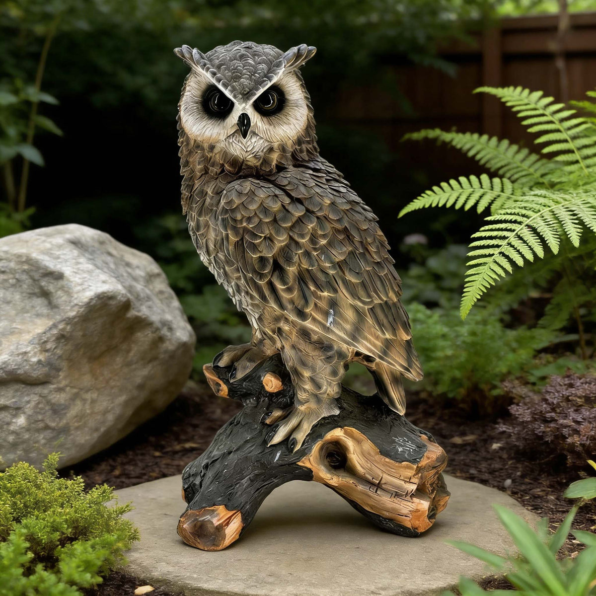18.98' H x 11.10' L Simulated Owl Resin Garden Statue, Indoor & Outdoor Decorative Ornament, Lawn & Courtyard Art Craft Decoration