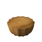 Modern Round Coffee Table with Waterproof MgO Cement Construction in Deep Wood Grain Color, 35.43' Diameter for Indoor and Outdoor Use