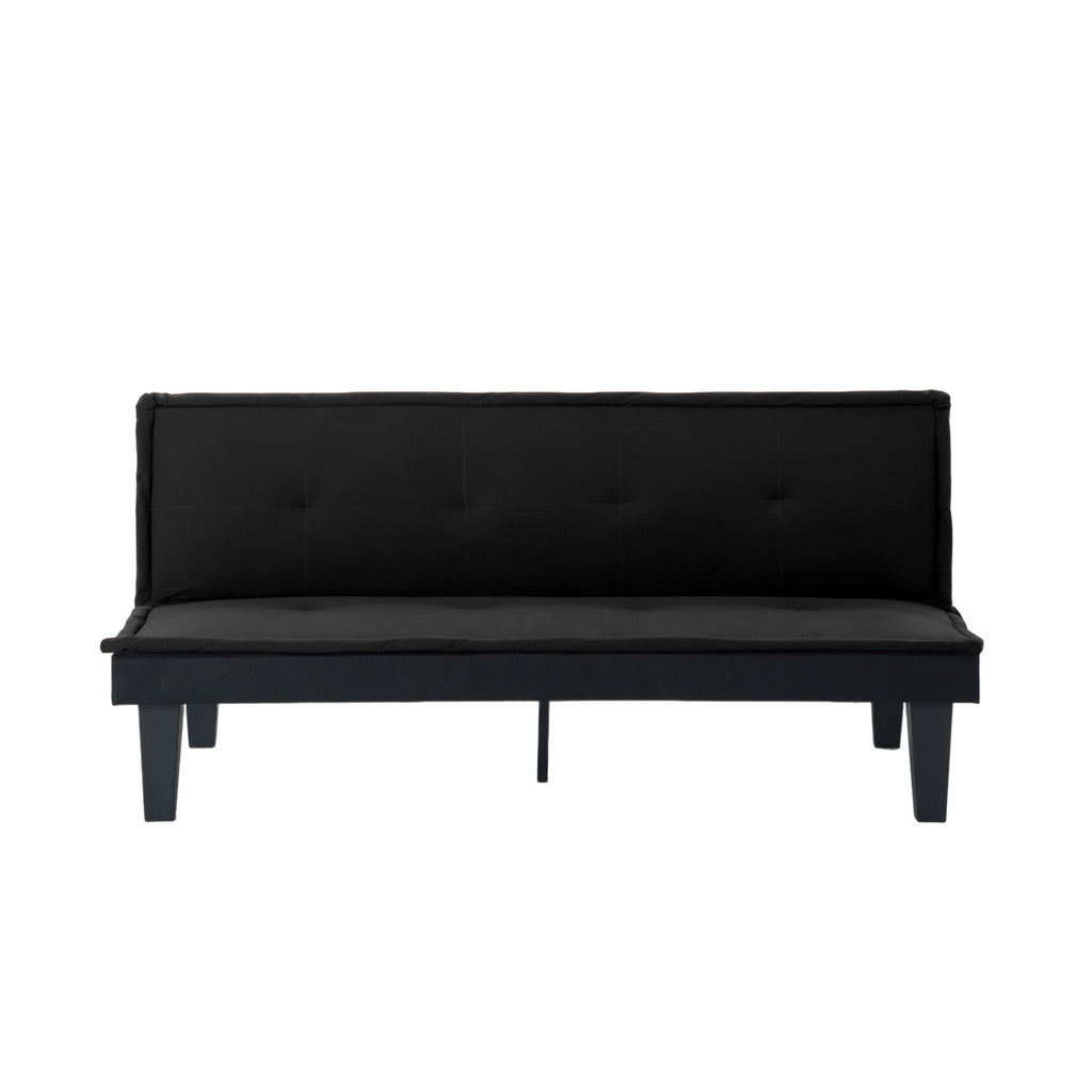 Convertible Futon Sofa Bed, 5 Adjustable Position Faux Suede 2 in 1 Foldable Couch for Small Space Living Room Bedroom (Black)